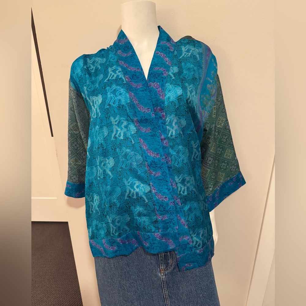 Burning Torch Upcycled Silk Kimono - NWT!